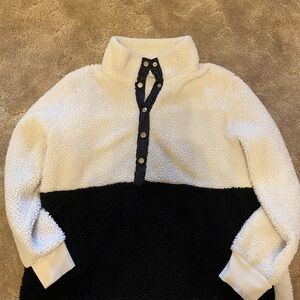 Calvin Klein Two-Tone Sherpa Jacket in Cream and Black medium